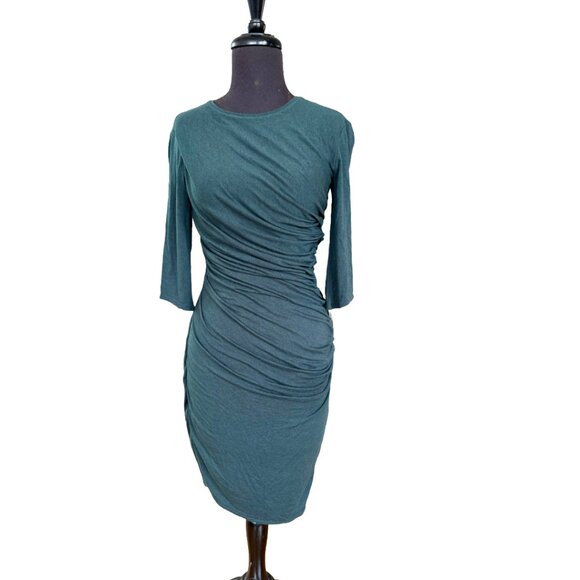 Helmut Lang Ruched Bodycon Dress Dark Green Size M - Picture 3 of 11